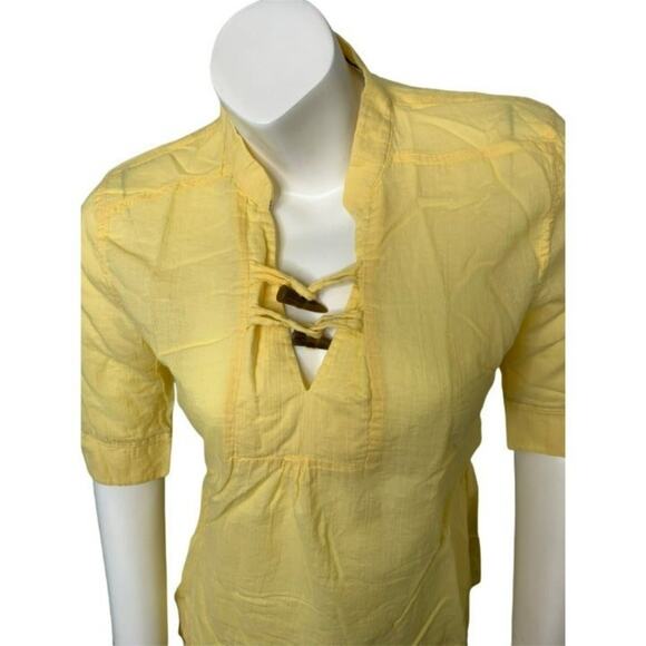 Kavu Medium 1/2 sleeve yellow cotton blouse - Picture 2 of 6